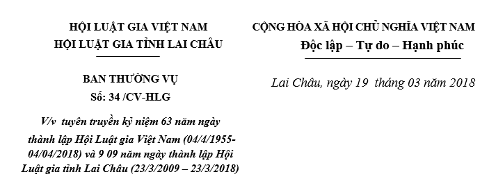 Tuyên truyền kỷ niệm 63 năm ngày thành lập Hội Luật gia Việt Nam (04/4/1955-04/04/2018) và 09 năm ngày thành lập Hội Luật gia tỉnh Lai Châu (23/3/2009 – 23/3/2018)